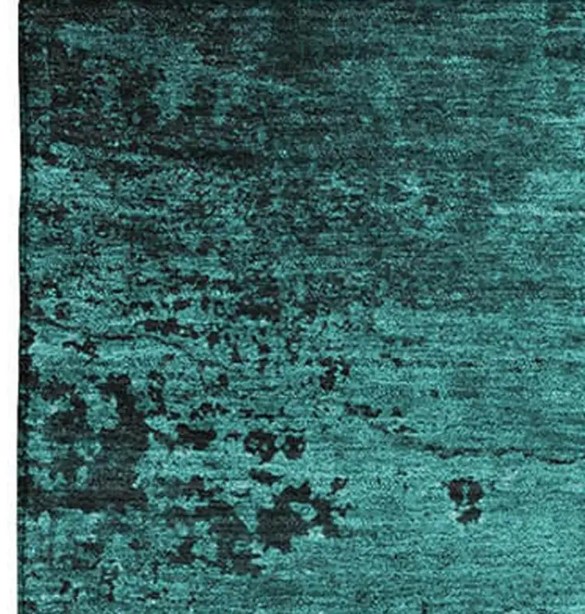 Teal And Gray Abstract Washable Area Rug With UV Protection Photo 4