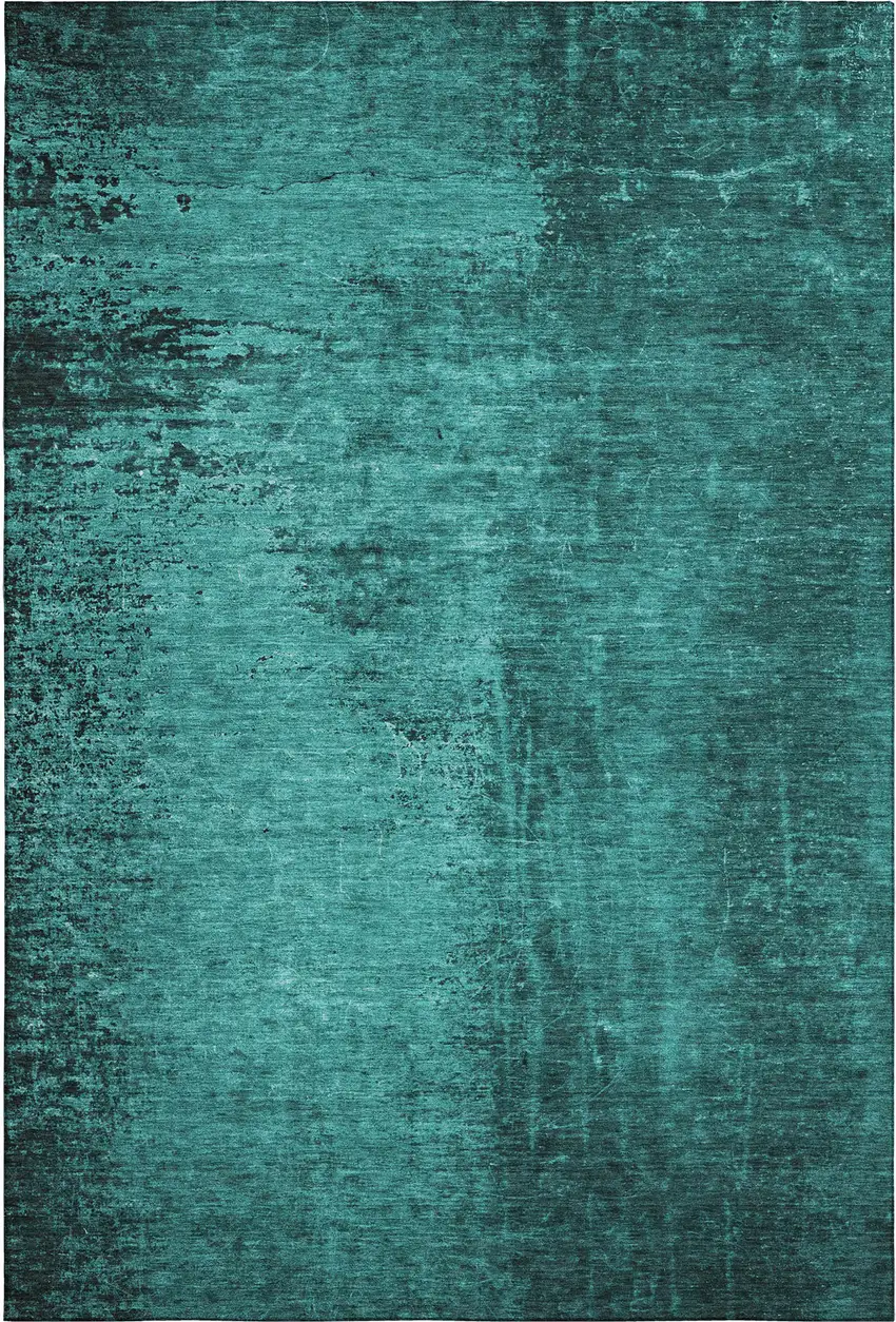 Teal And Gray Abstract Washable Area Rug With UV Protection Photo 1