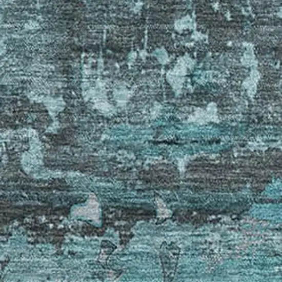 Teal And Gray Abstract Washable Area Rug With UV Protection Photo 3