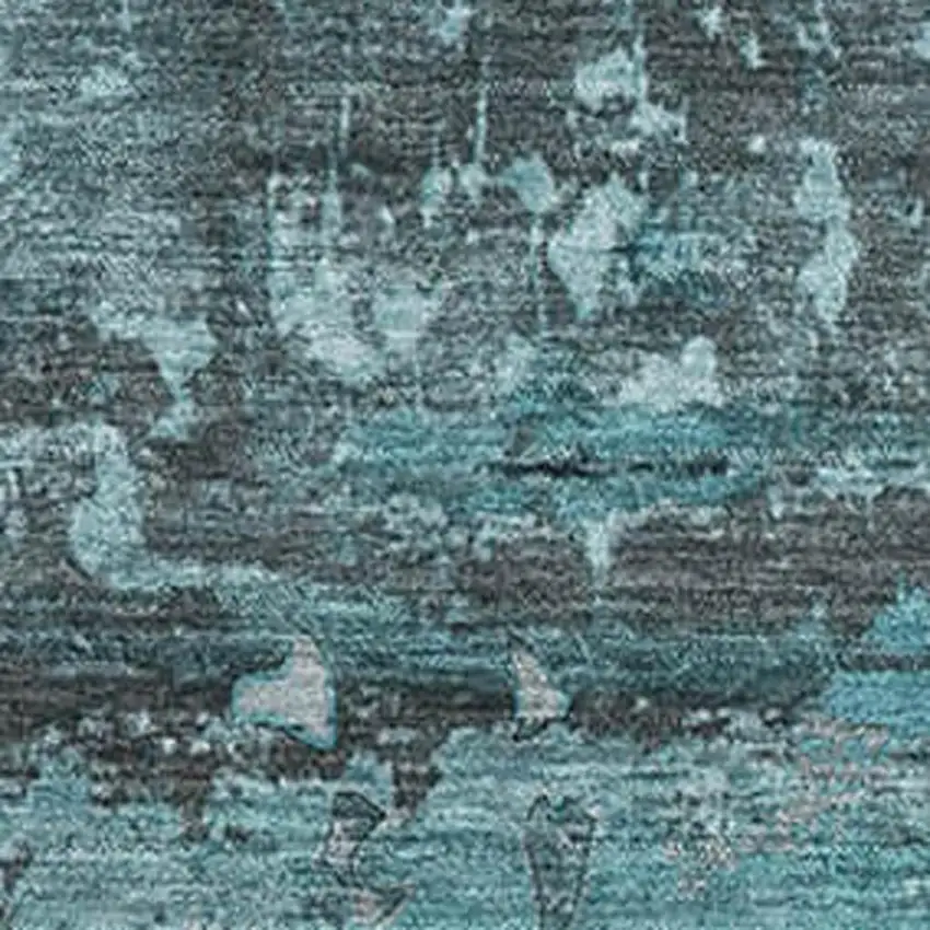 Teal And Gray Abstract Washable Area Rug With UV Protection Photo 3