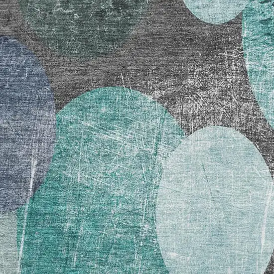Teal And Gray Abstract Washable Area Rug With UV Protection Photo 3