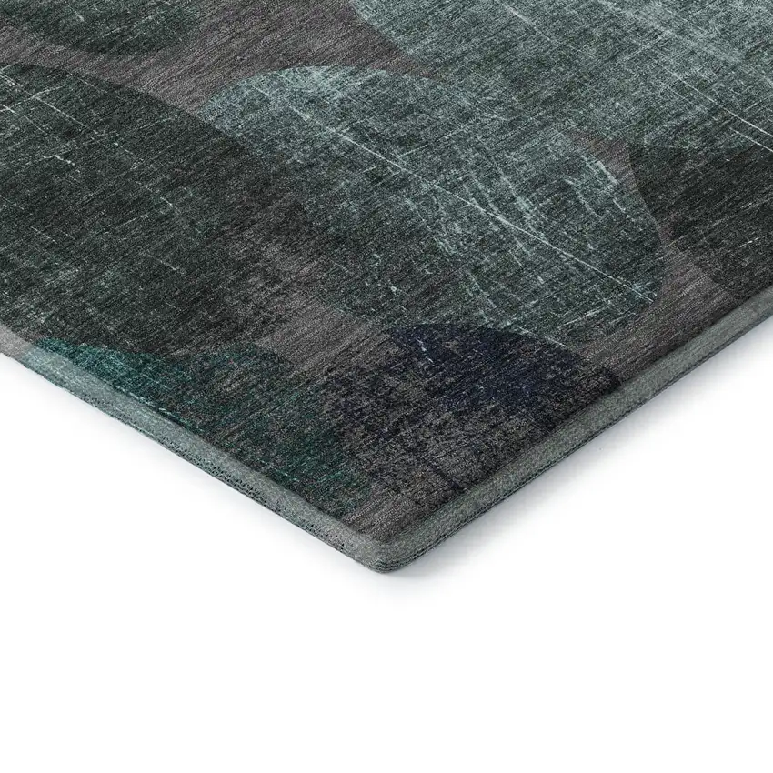 Teal And Gray Abstract Washable Area Rug With UV Protection Photo 9