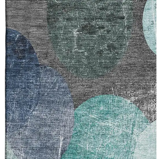 Teal And Gray Abstract Washable Area Rug With UV Protection Photo 3
