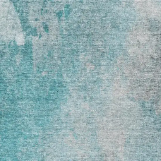Teal And Gray Abstract Washable Area Rug With UV Protection Photo 3