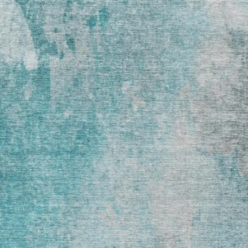 Teal And Gray Abstract Washable Area Rug With UV Protection Photo 3