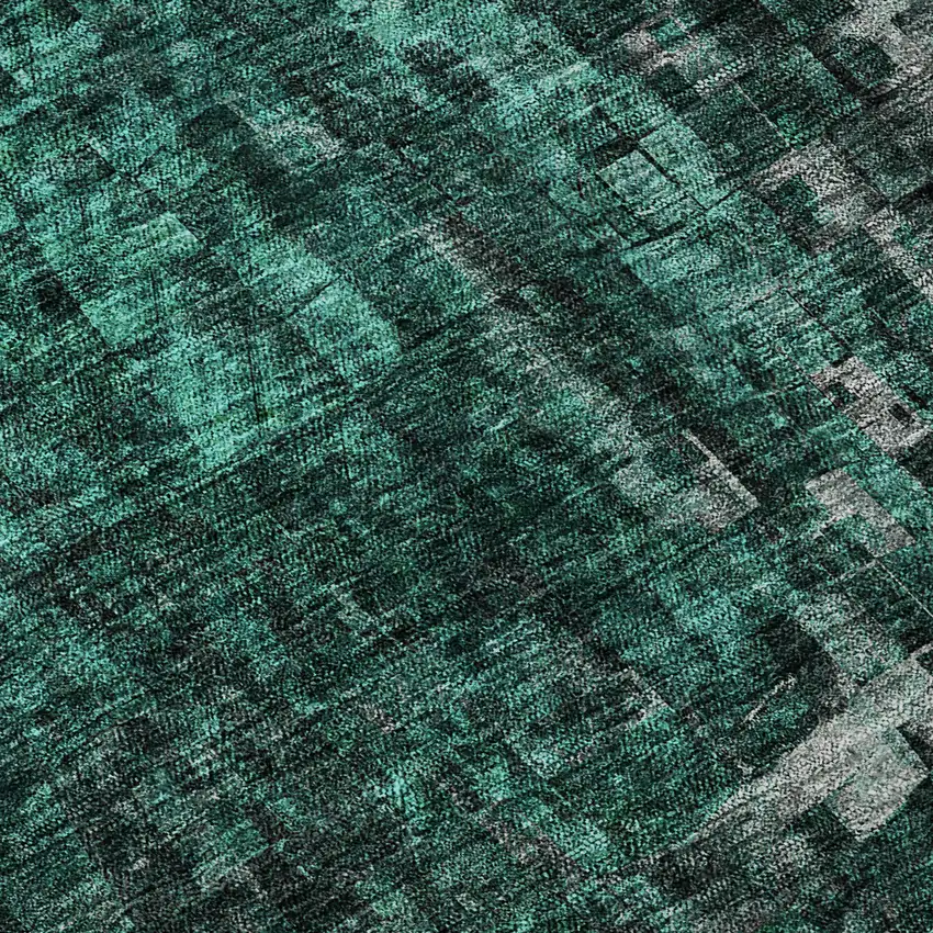 Teal And Gray Abstract Washable Area Rug With UV Protection Photo 7