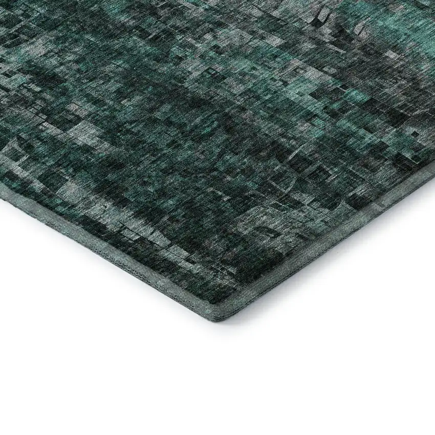 Teal And Gray Abstract Washable Area Rug With UV Protection Photo 5