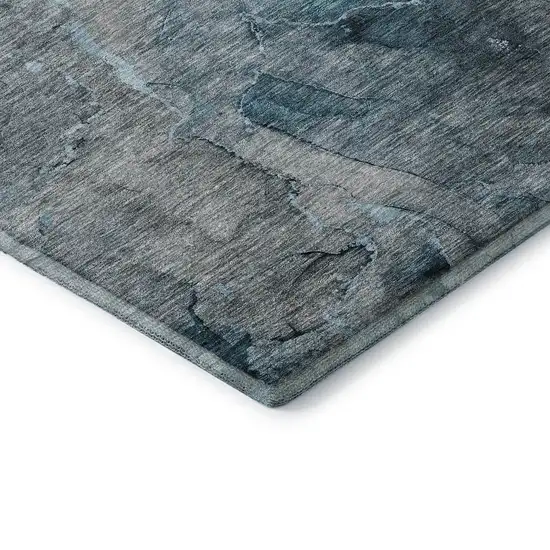 Teal And Gray Abstract Washable Area Rug With UV Protection Photo 8