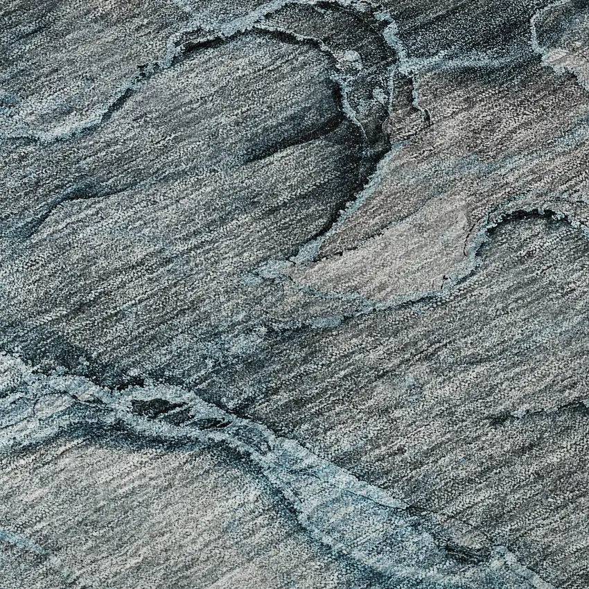 Teal And Gray Abstract Washable Area Rug With UV Protection Photo 9