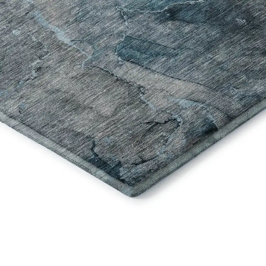 Teal And Gray Abstract Washable Area Rug With UV Protection Photo 8