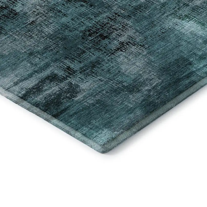 Teal And Gray Abstract Washable Area Rug With UV Protection Photo 8