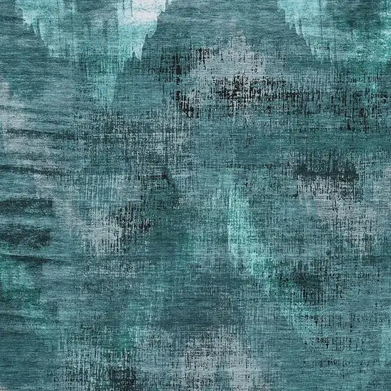 Teal And Gray Abstract Washable Area Rug With UV Protection Photo 3