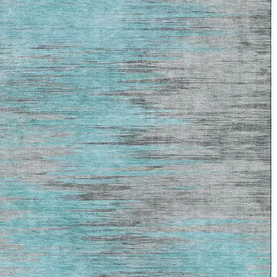 Teal And Gray Abstract Washable Area Rug With UV Protection Photo 3
