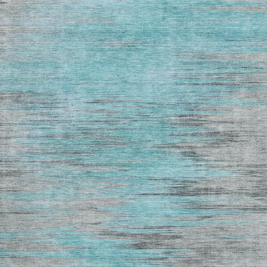 Teal And Gray Abstract Washable Area Rug With UV Protection Photo 3
