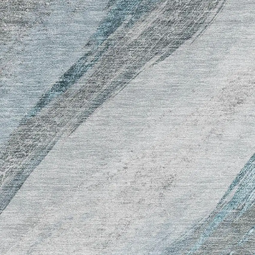 Teal And Gray Abstract Washable Area Rug With UV Protection Photo 3