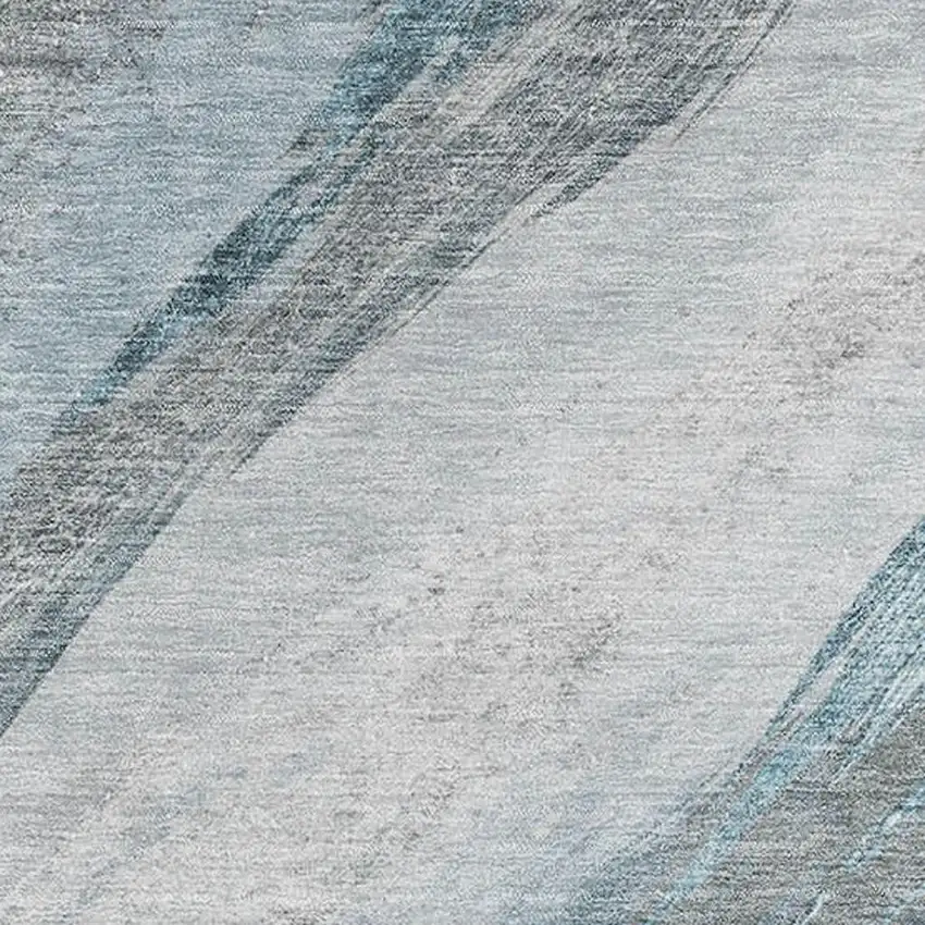 Teal And Gray Abstract Washable Area Rug With UV Protection Photo 3