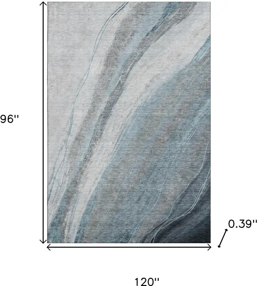 Teal And Gray Abstract Washable Area Rug With UV Protection Photo 9