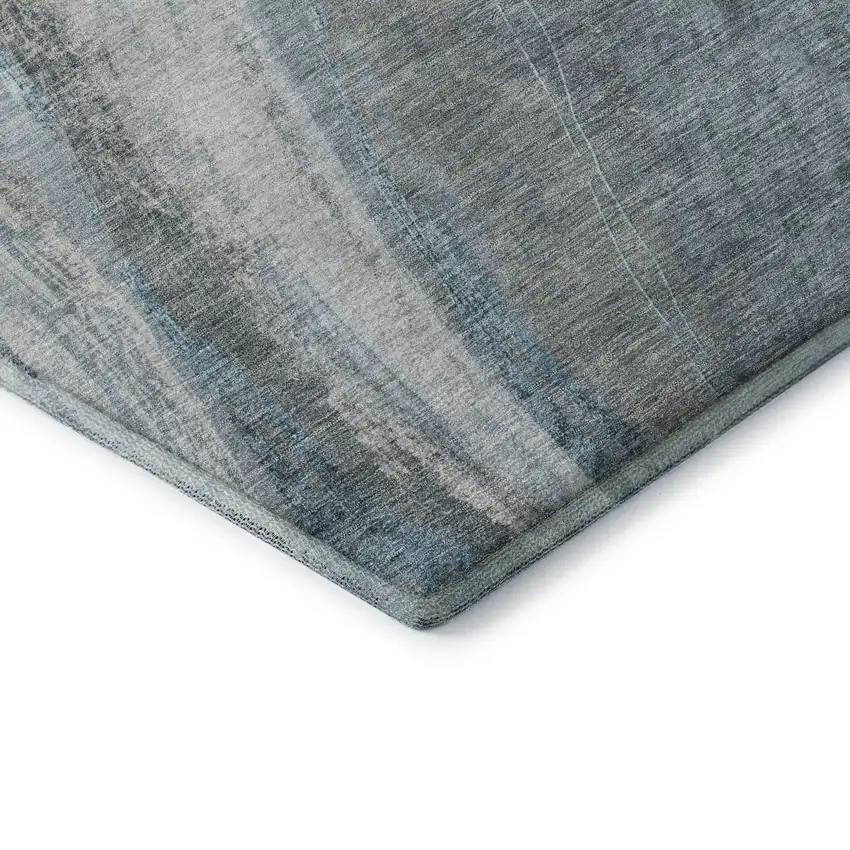 Teal And Gray Abstract Washable Area Rug With UV Protection Photo 7