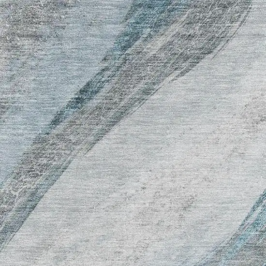Teal And Gray Abstract Washable Area Rug With UV Protection Photo 3