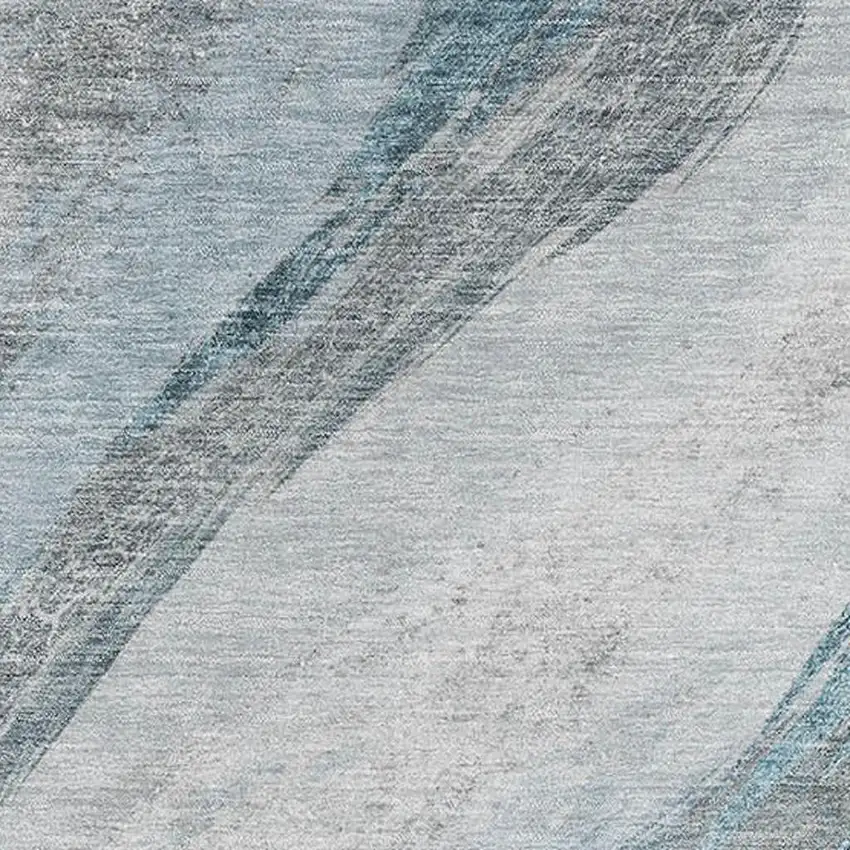 Teal And Gray Abstract Washable Area Rug With UV Protection Photo 3