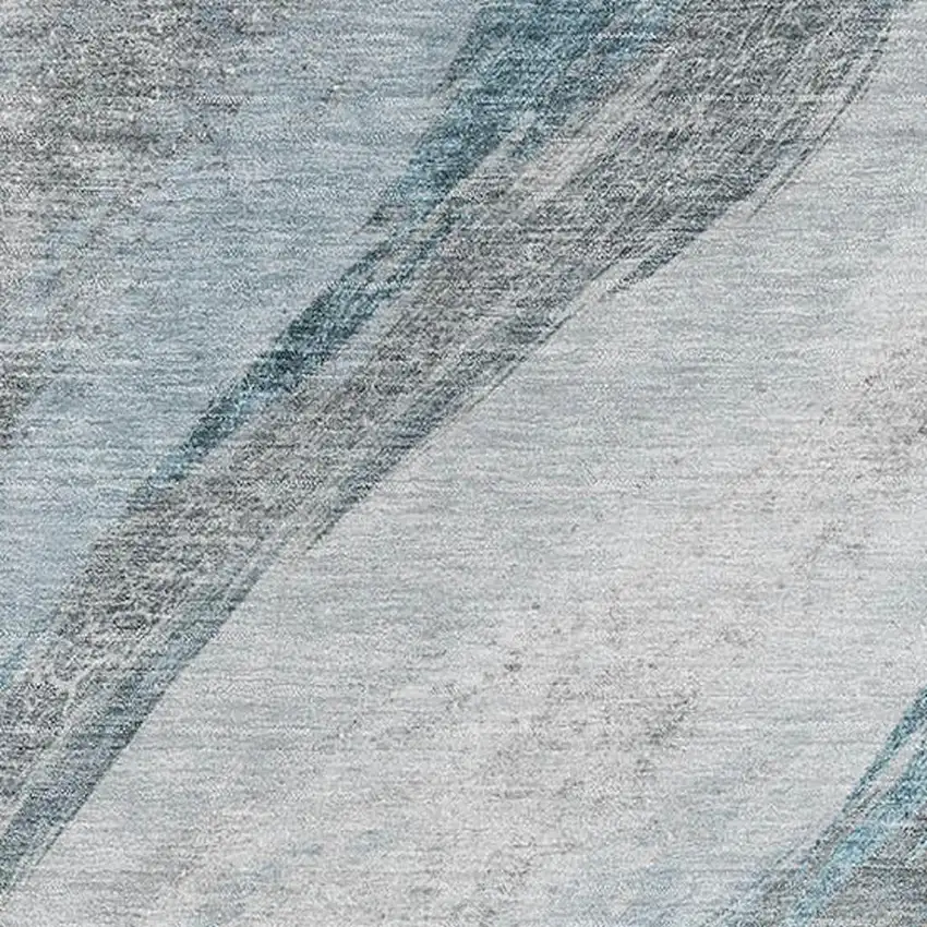 Teal And Gray Abstract Washable Area Rug With UV Protection Photo 3