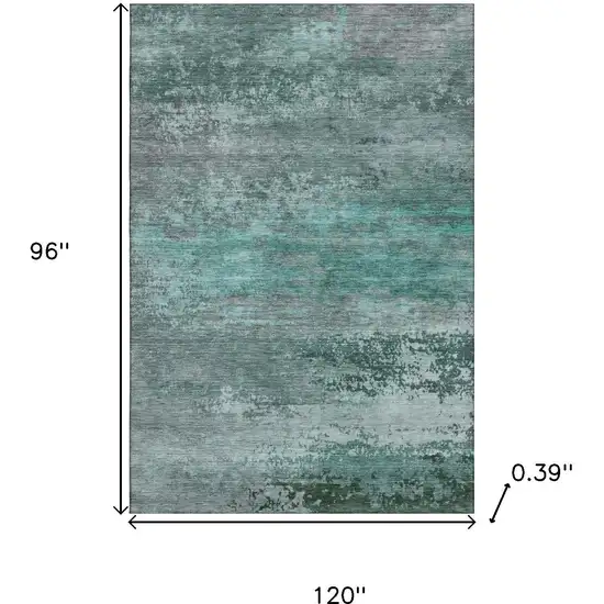 Teal And Gray Abstract Washable Area Rug With UV Protection Photo 9