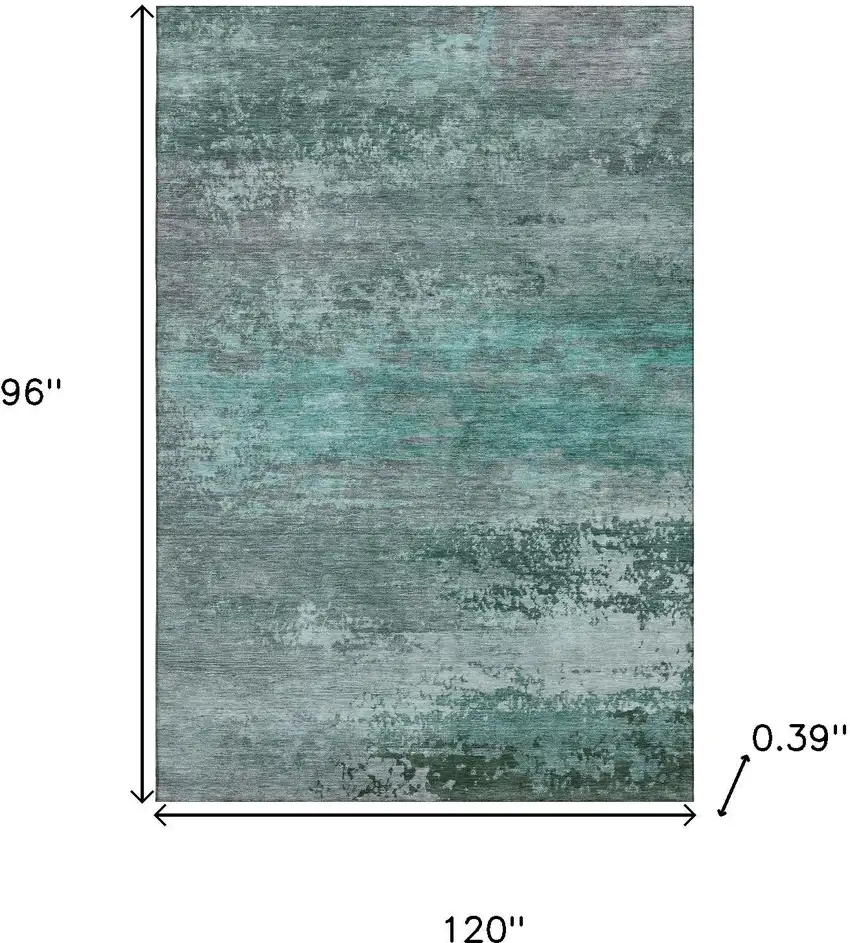 Teal And Gray Abstract Washable Area Rug With UV Protection Photo 9