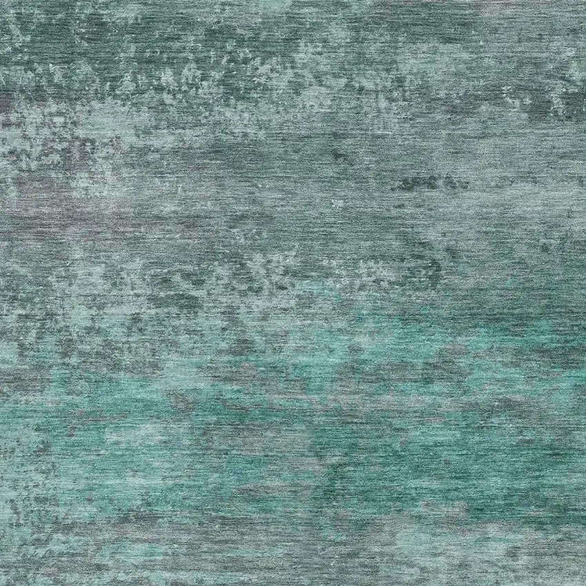 Teal And Gray Abstract Washable Area Rug With UV Protection Photo 3