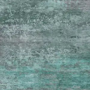 Photo of Teal And Gray Abstract Washable Area Rug With UV Protection