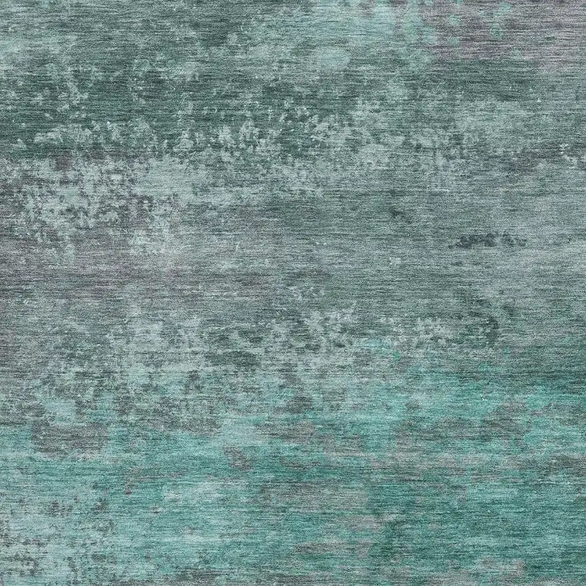 Teal And Gray Abstract Washable Area Rug With UV Protection Photo 3
