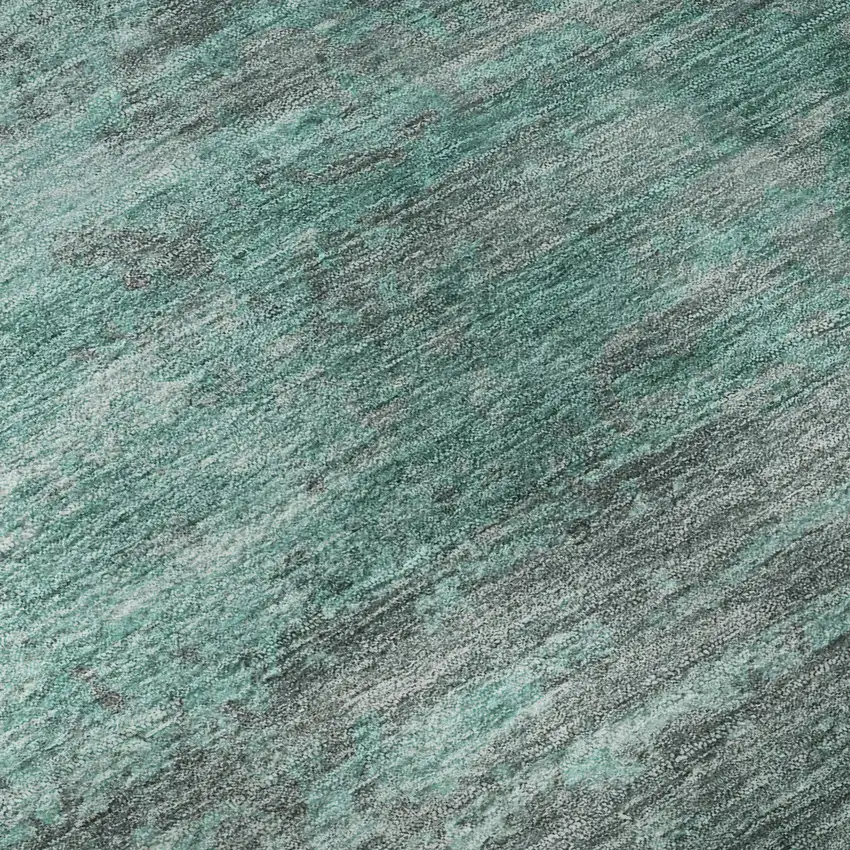 Teal And Gray Abstract Washable Area Rug With UV Protection Photo 8