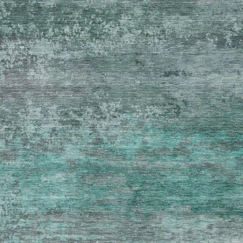 Teal And Gray Abstract Washable Area Rug With UV Protection Photo 3