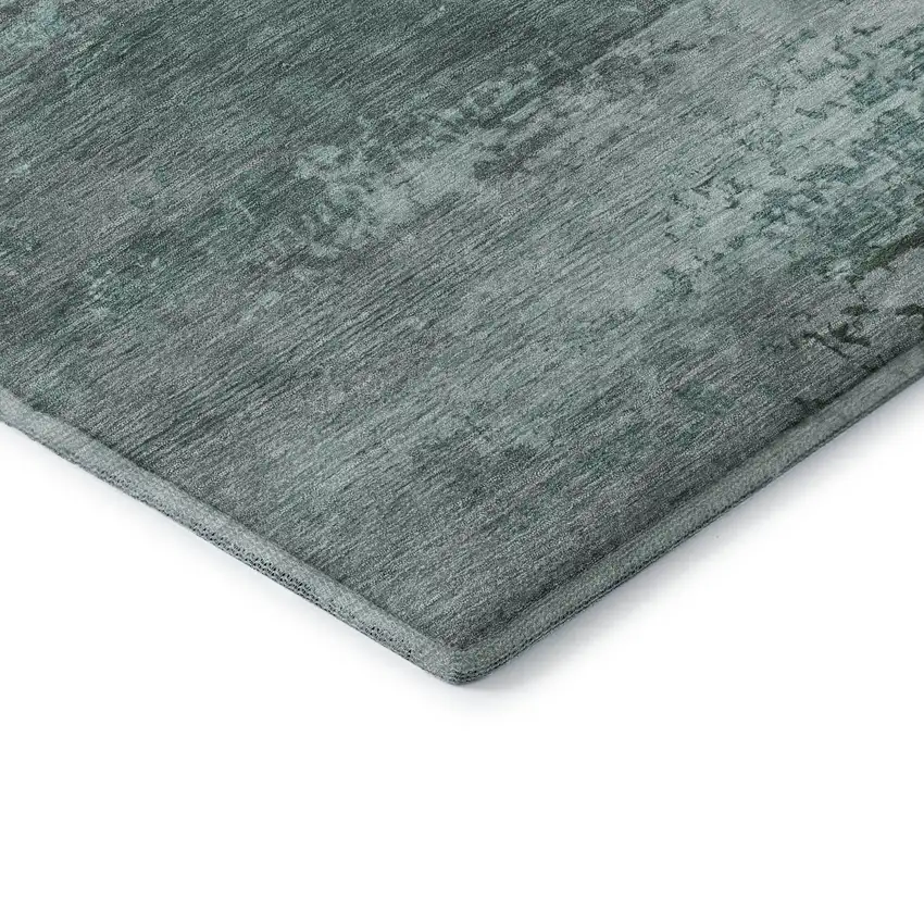 Teal And Gray Abstract Washable Area Rug With UV Protection Photo 7