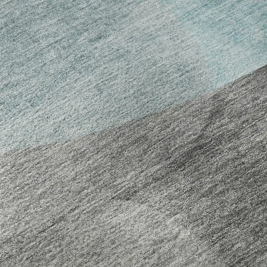 Teal And Gray Abstract Washable Area Rug With UV Protection Photo 9