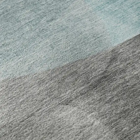 Teal And Gray Abstract Washable Area Rug With UV Protection Photo 8