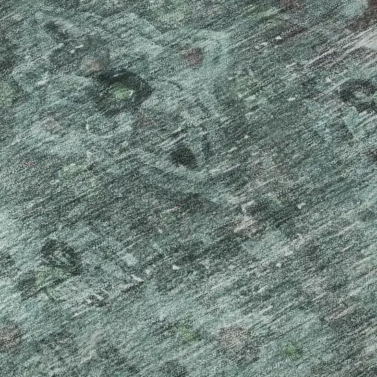 Teal And Gray Floral Medallion Washable Area Rug With UV Protection Photo 9