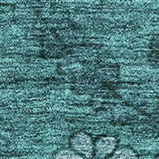 Teal And Gray Floral Washable Area Rug With UV Protection Photo 3