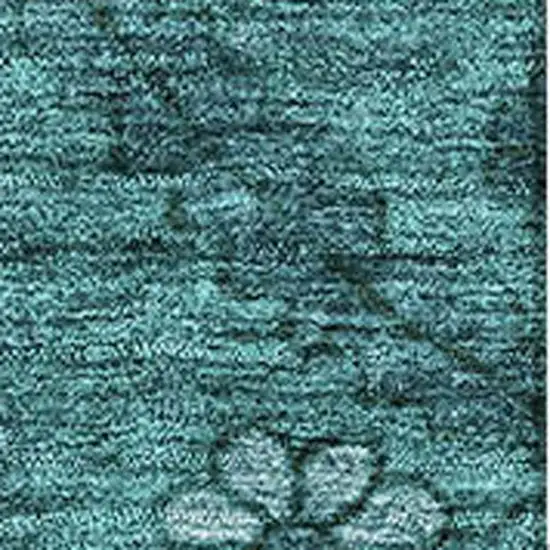 Teal And Gray Floral Washable Area Rug With UV Protection Photo 3