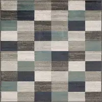 Photo of Teal And Gray Geometric Power Loom Stain Resistant Area Rug
