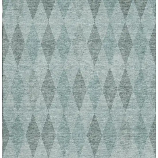 Teal And Gray Geometric Washable Area Rug With UV Protection Photo 3