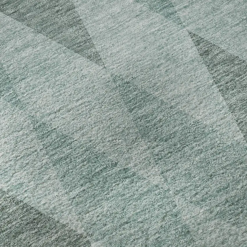 Teal And Gray Geometric Washable Area Rug With UV Protection Photo 9