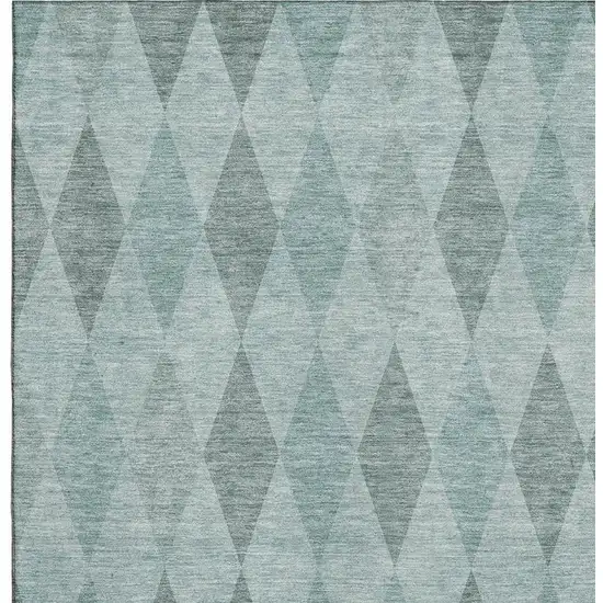 Teal And Gray Geometric Washable Area Rug With UV Protection Photo 2
