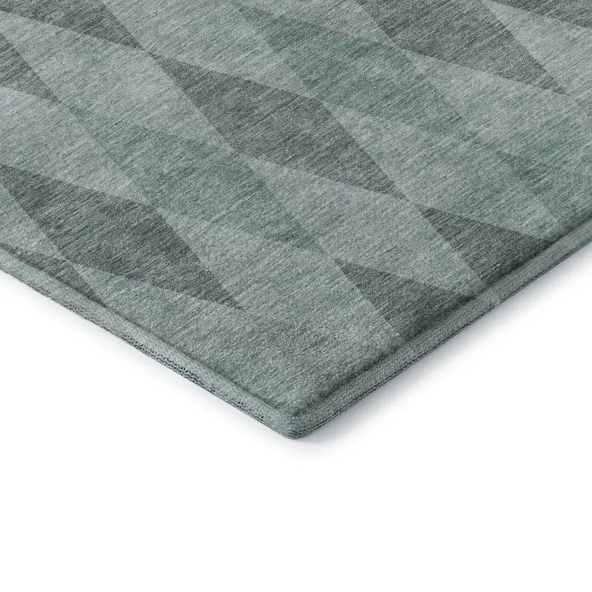 Teal And Gray Geometric Washable Area Rug With UV Protection Photo 7