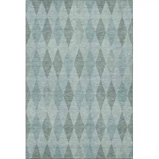 Teal And Gray Geometric Washable Area Rug With UV Protection Photo 3