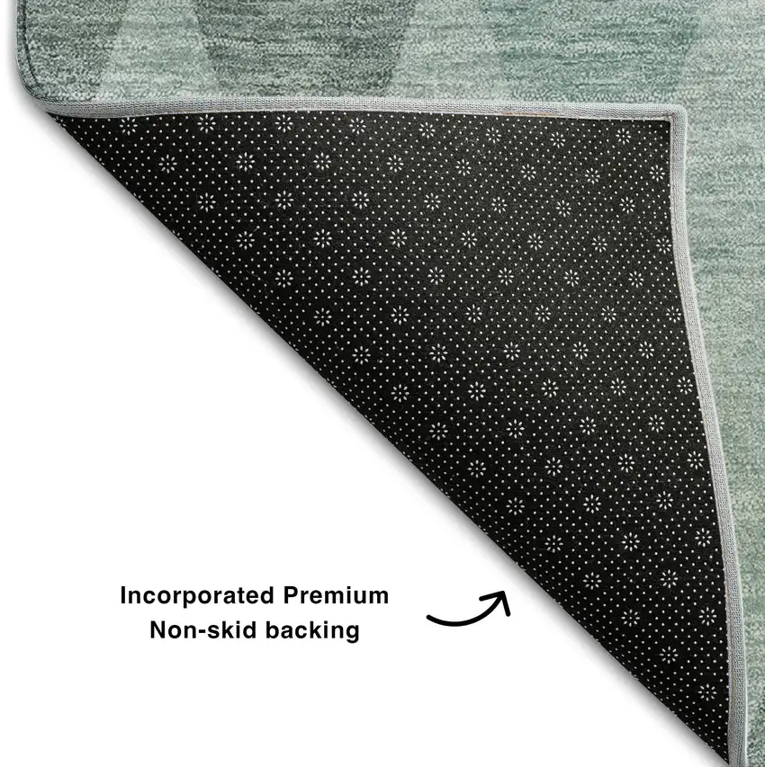 Teal And Gray Geometric Washable Area Rug With UV Protection Photo 6