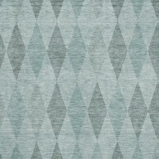 Teal And Gray Geometric Washable Area Rug With UV Protection Photo 2