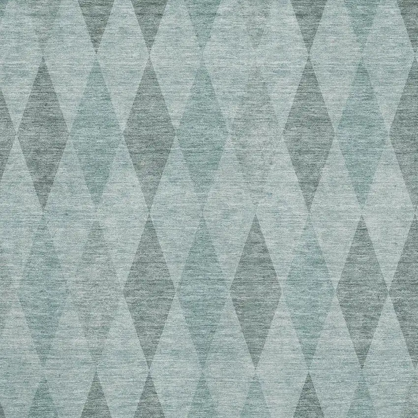 Teal And Gray Geometric Washable Area Rug With UV Protection Photo 2