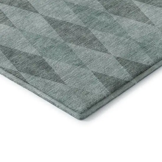 Teal And Gray Geometric Washable Area Rug With UV Protection Photo 7