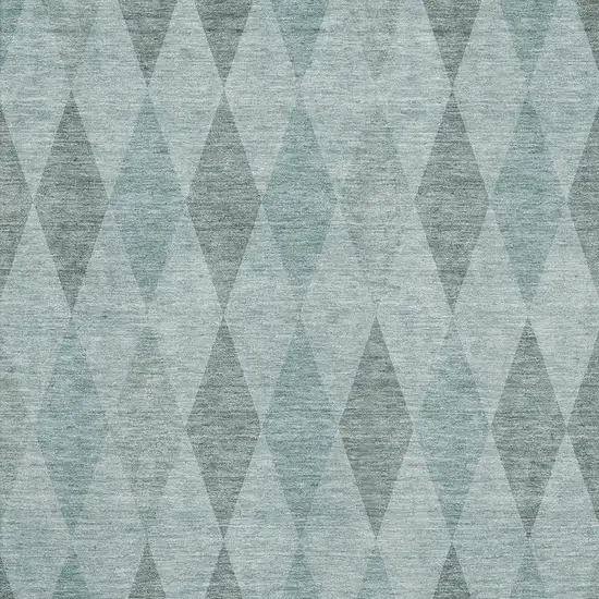 Teal And Gray Geometric Washable Area Rug With UV Protection Photo 2