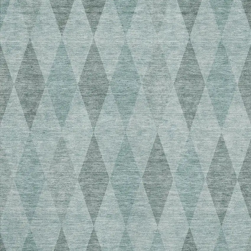 Teal And Gray Geometric Washable Area Rug With UV Protection Photo 2
